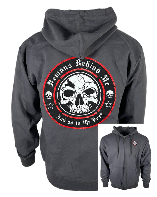 CLOSEOUT Unisex Red Ring Logo Charcoal Zip-Up Hoodie