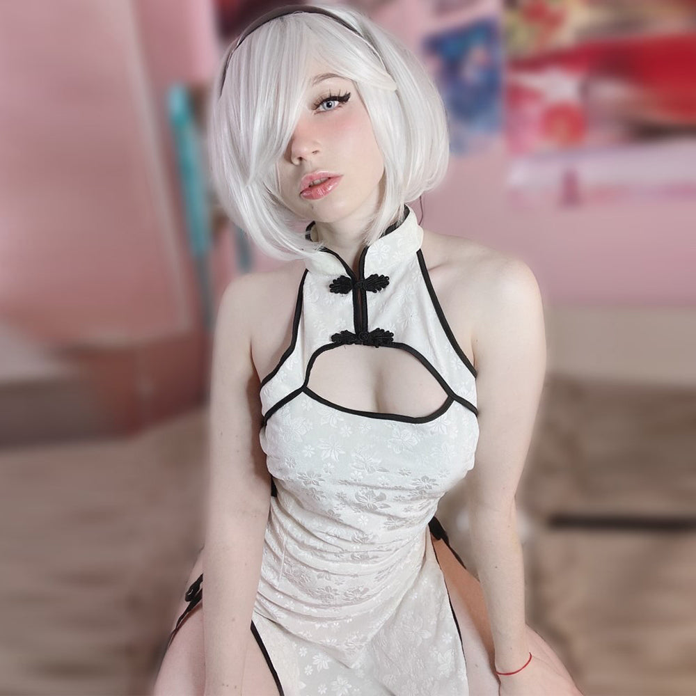 Sexy Chinese Split Cheongsam Dress Hot Hollow Out Qipao Lingerie for Women