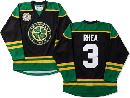 Ross The Boss Rhea #3 St John’s Shamrocks Hockey Jersey – Goon-Inspired Throwback, Stitched Letters, Sizes S–5XL