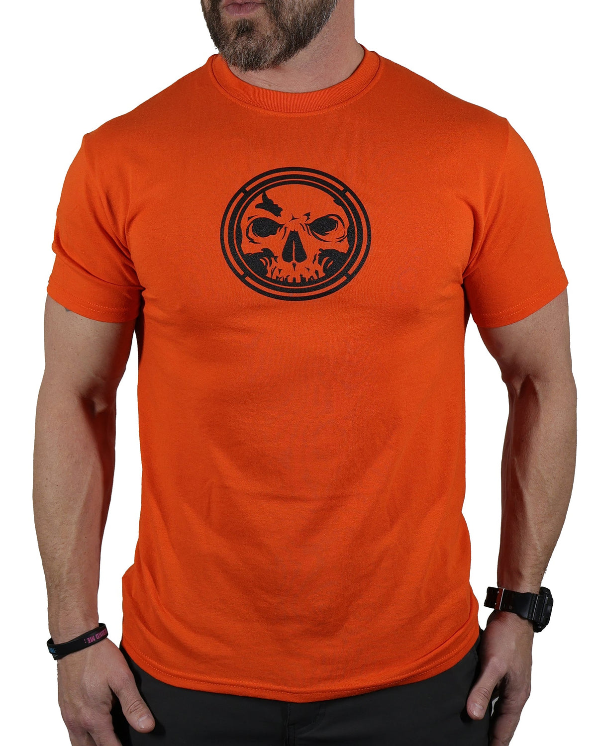 CLOSEOUT- Men's Orange Lightweight T-Shirt - Black Ink