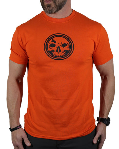 CLOSEOUT- Men's Orange Lightweight T-Shirt - Black Ink