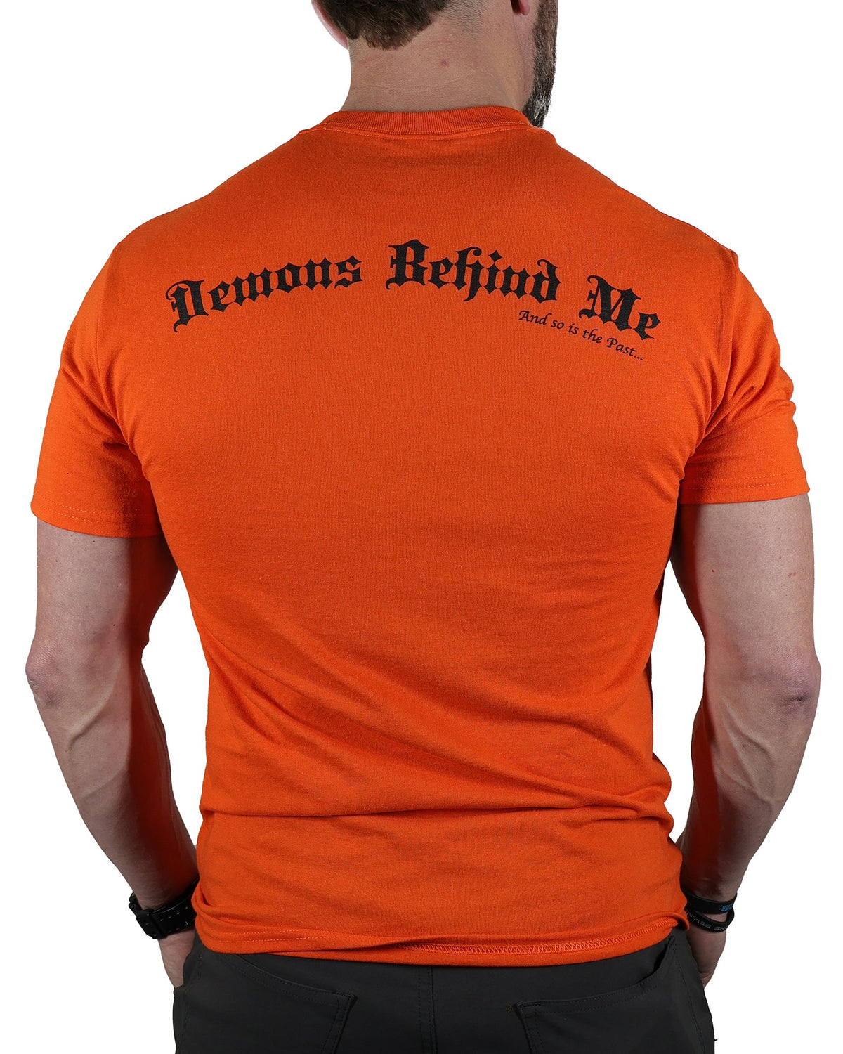 CLOSEOUT- Men's Orange Lightweight T-Shirt - Black Ink