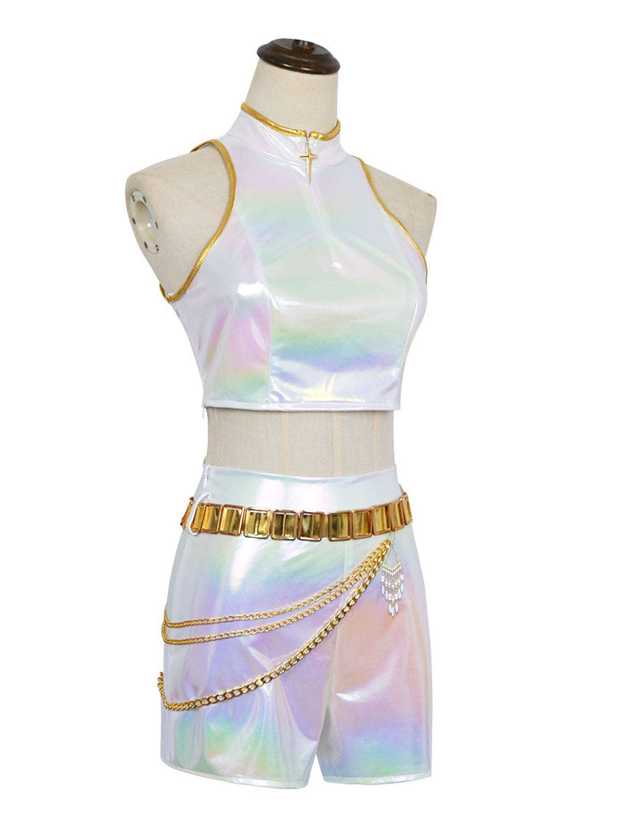 PU Leather POP Star White Costume