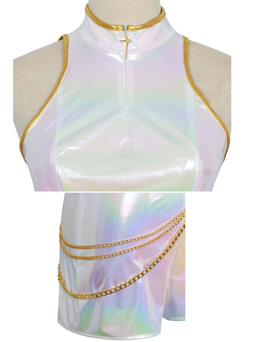 PU Leather POP Star White Costume