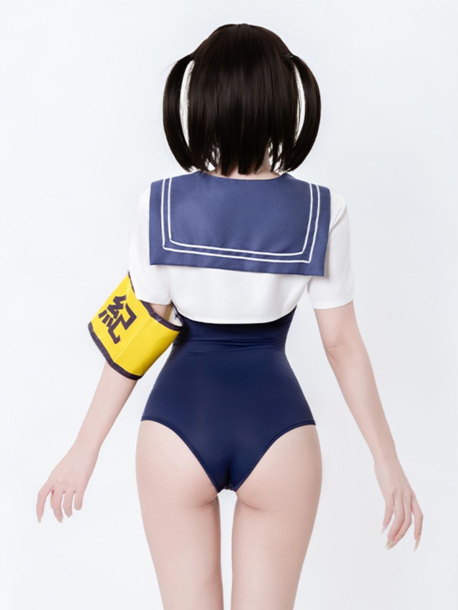 Anime Schoolgirl Cosplay Bodysuit with Top