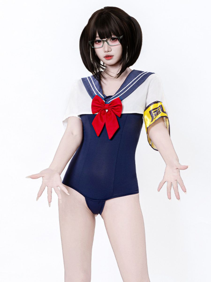 Anime Schoolgirl Cosplay Bodysuit with Top
