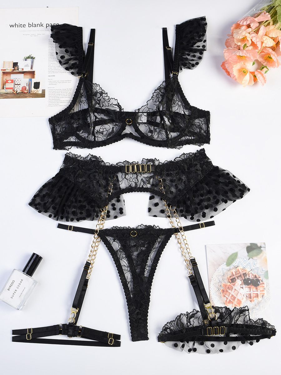 Blossom Lace Garter Lingerie Set