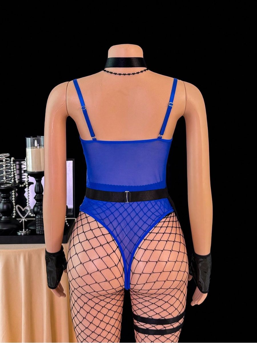 Blue High-Shine Police Bodysuit