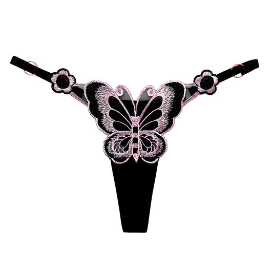 Sexy Butterfly Embroidered T-string Panty Strappy Sides Underwear
