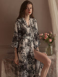 Grey Chiffon Kimono Robe