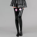 Cute Latex Thigh High Stocking 2 Color Shiny Faux Leather Cat Paw Thigh High Socks