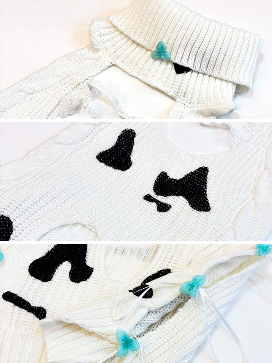 Dairy Cow Turtleneck Sweater Dress