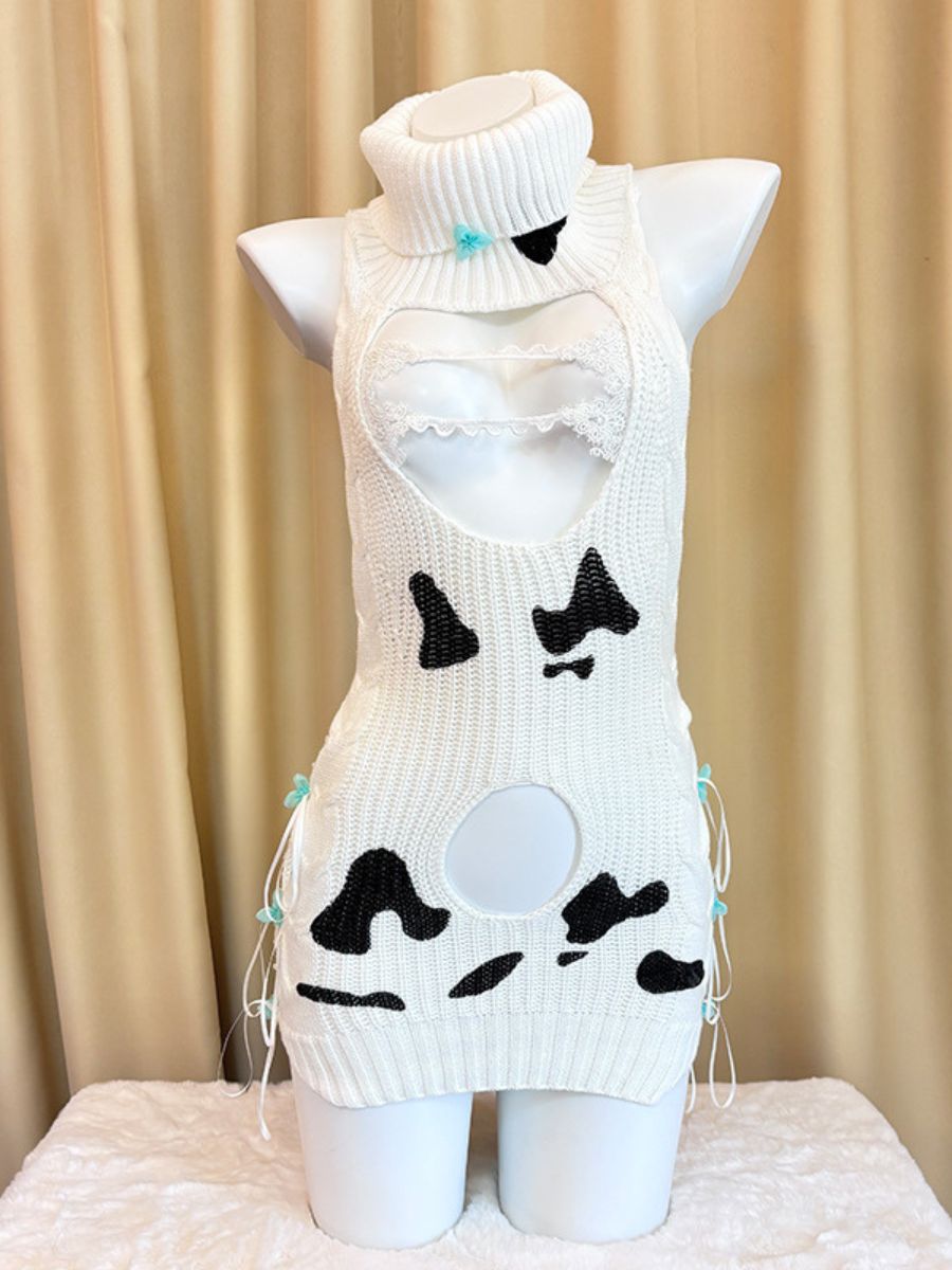 Dairy Cow Turtleneck Sweater Dress