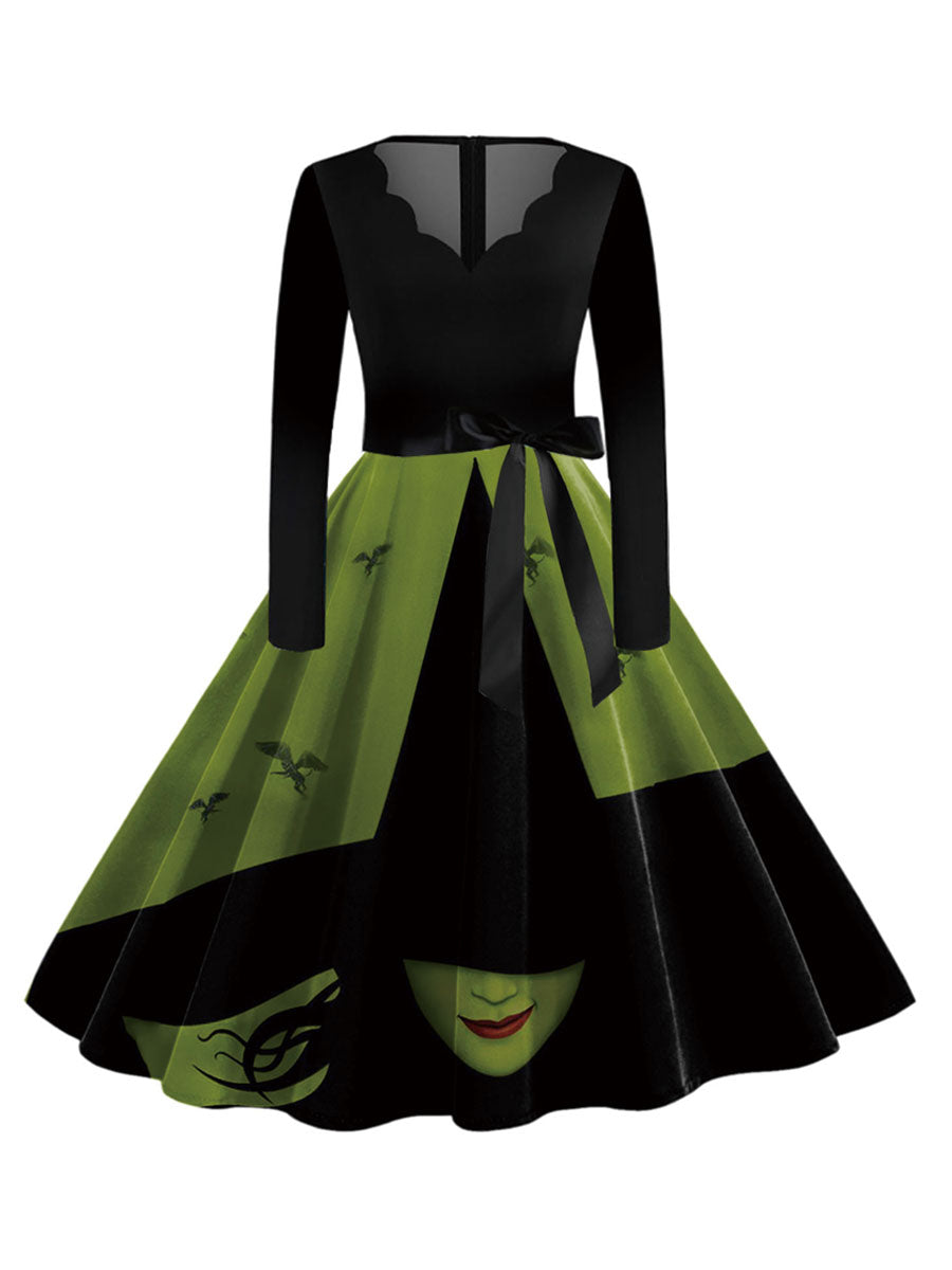 Black Witch Print Dress