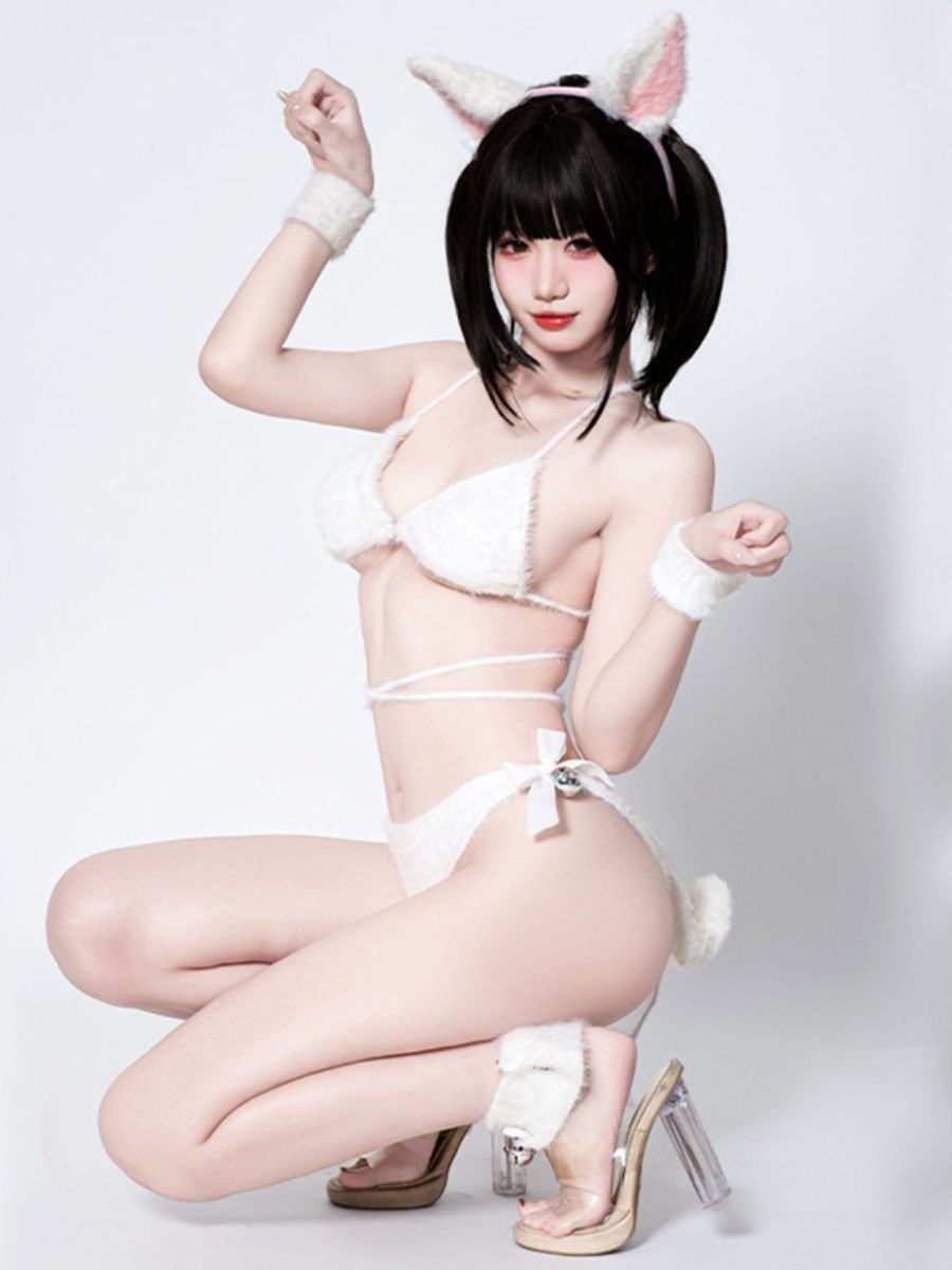Cute Fluffy Cat Lingerie Set