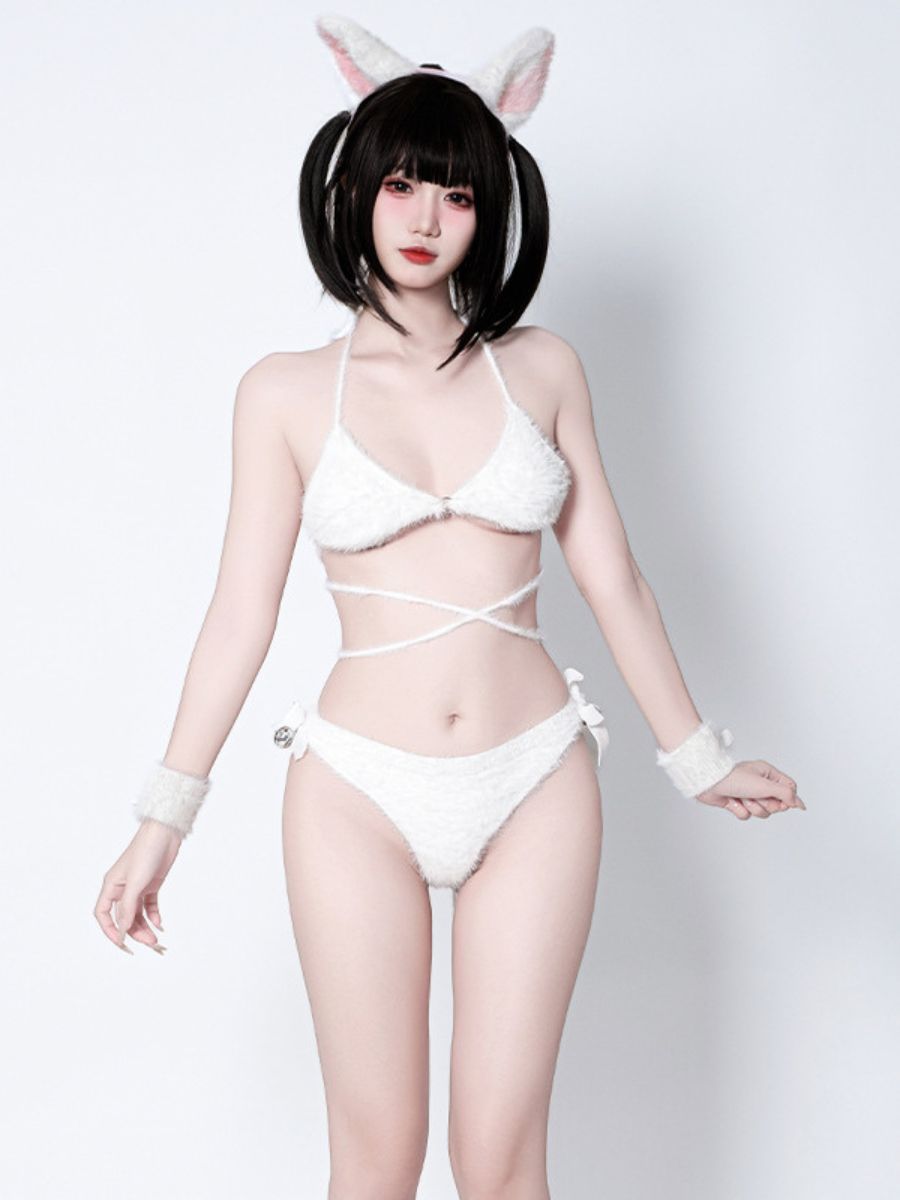 Cute Fluffy Cat Lingerie Set