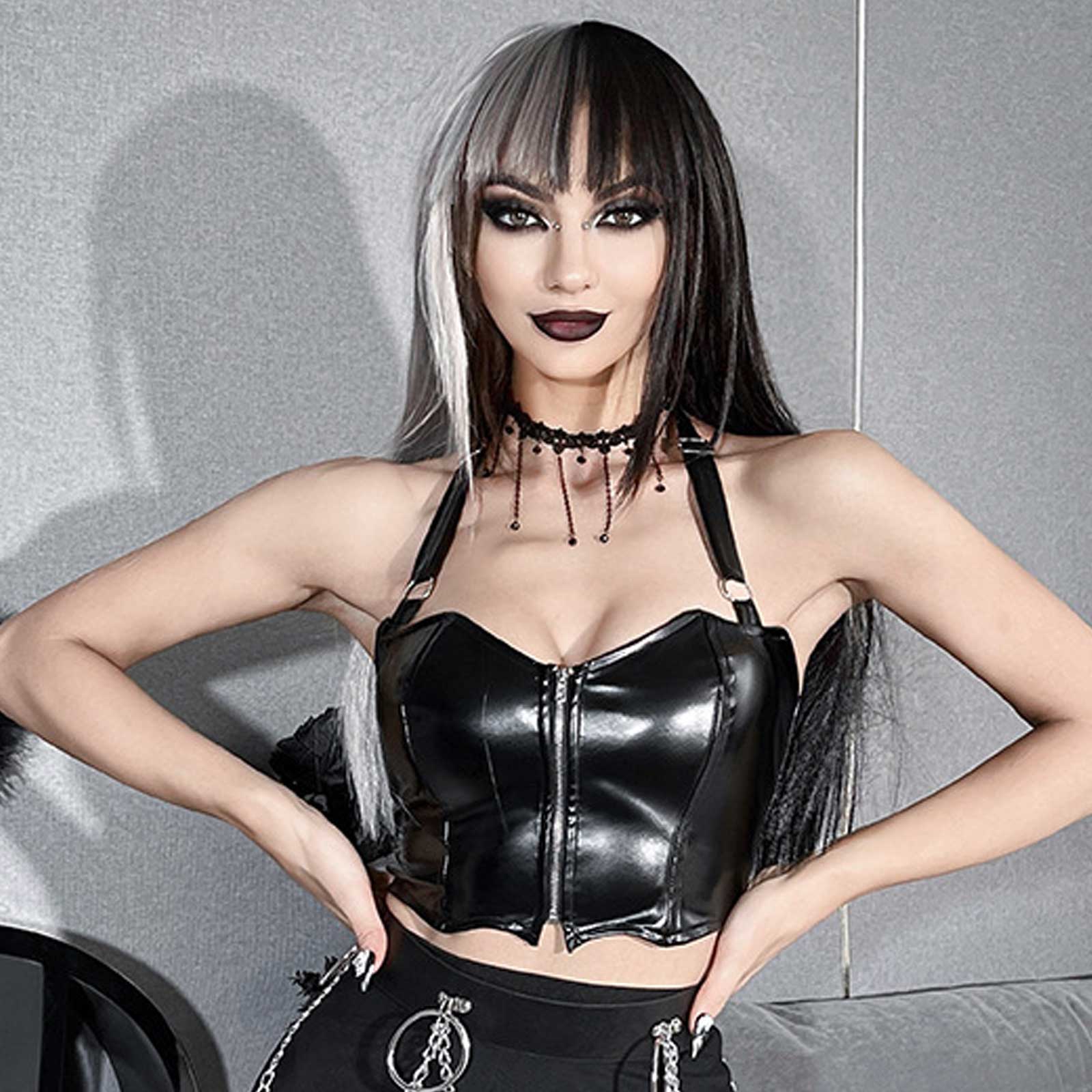 Gothic Zipper Up Halter Top - jonesjonas
