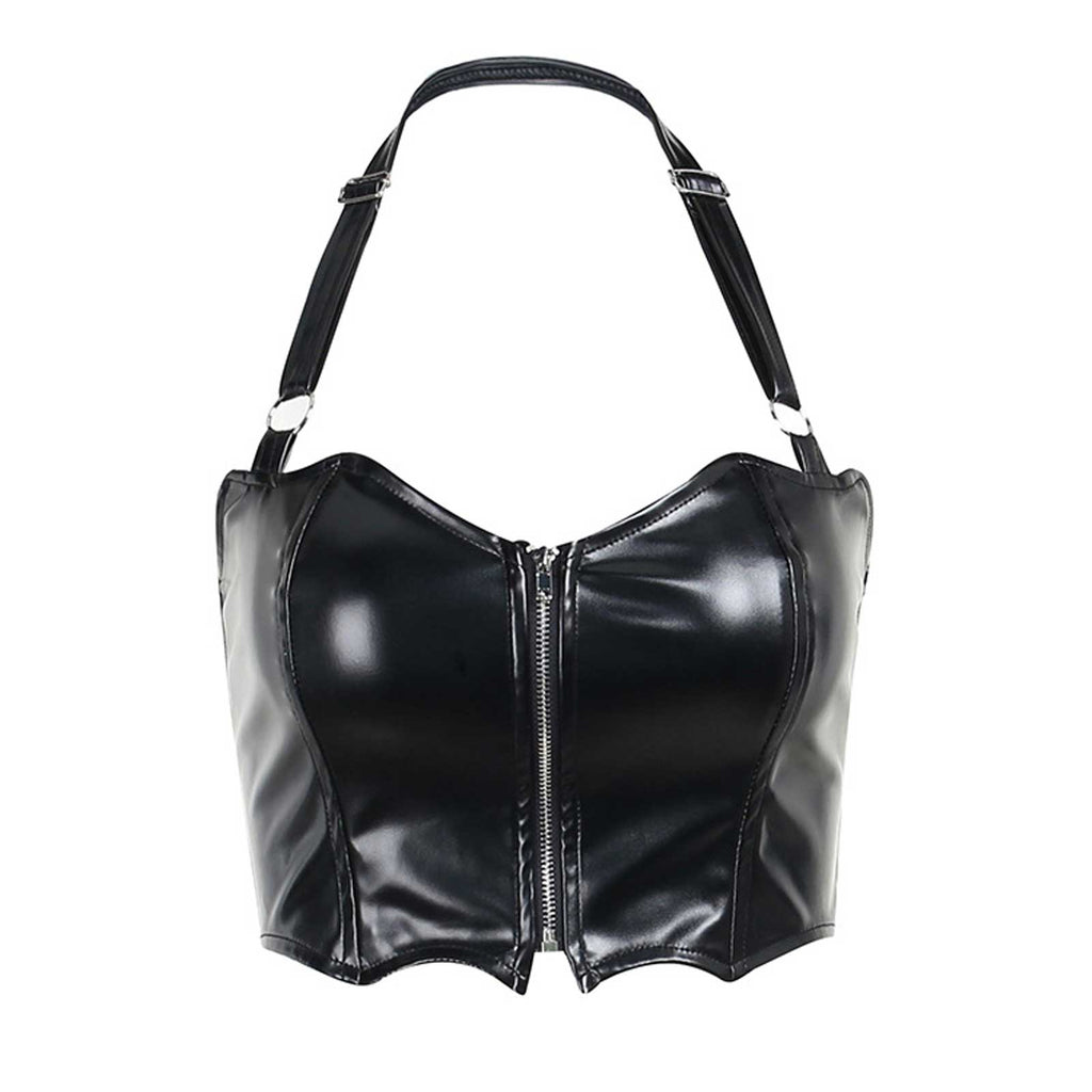 Gothic Zipper Up Halter Top - jonesjonas