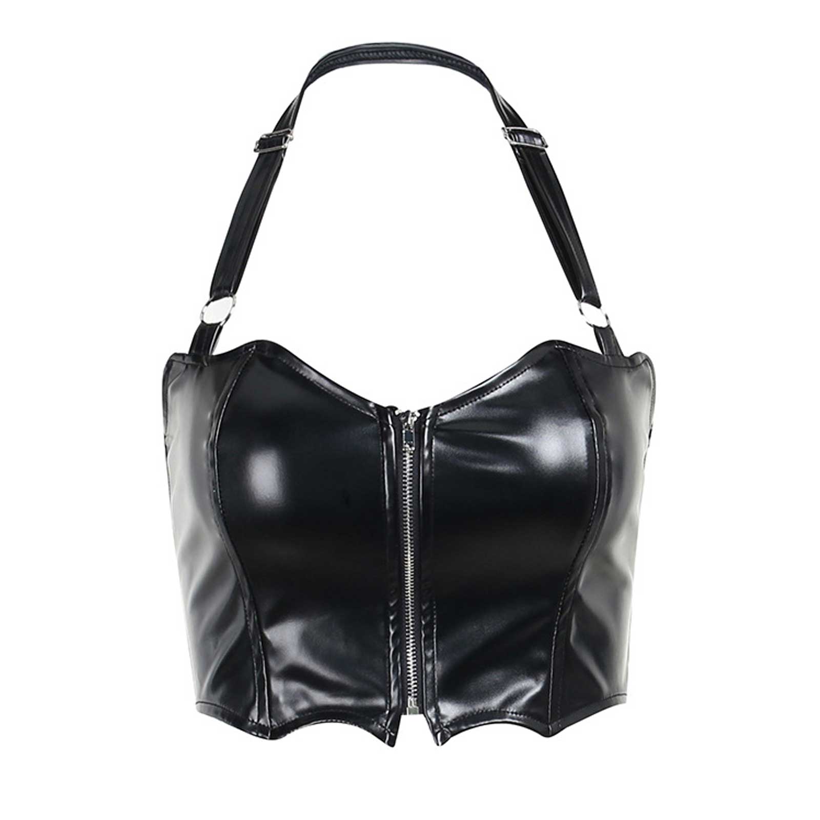 Gothic Zipper Up Halter Top - jonesjonas
