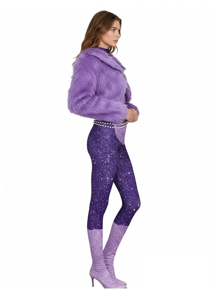 Purple Faux Fur Jacket and Jumpsuit Set