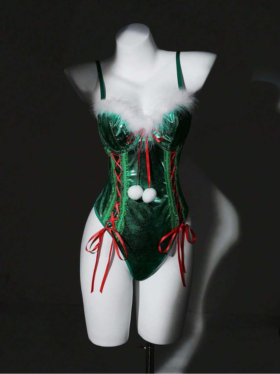 Metallic Green Elf Costume Bodysuit