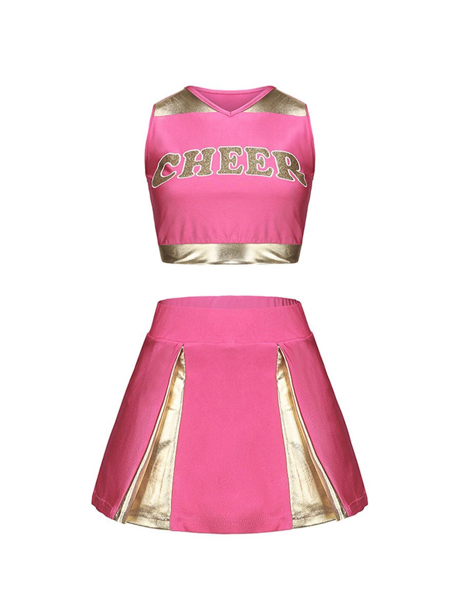 Naughty Cheer Metallic Skirt Set