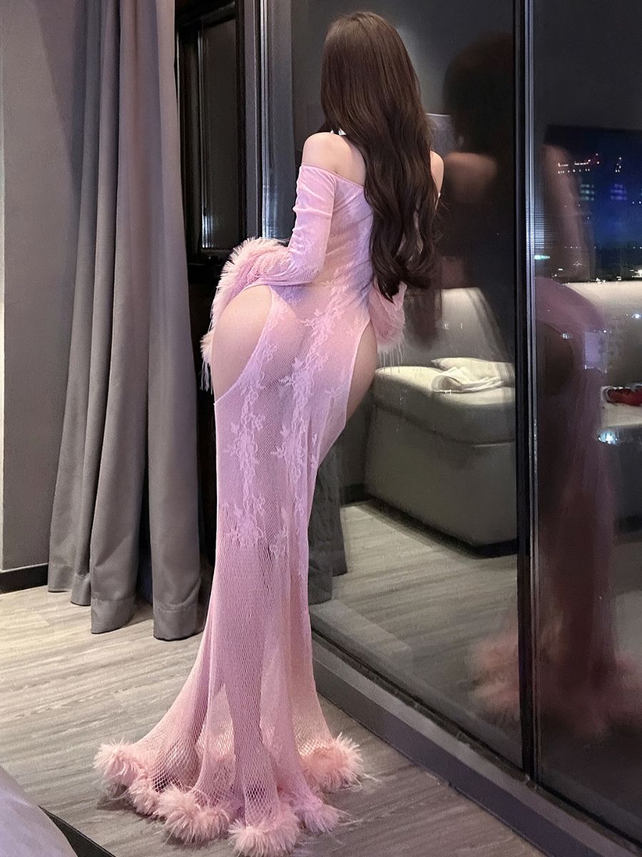 Off Shoulder Bell Sleeve Fishnet Chemise