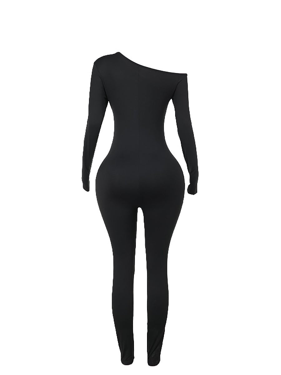 Cutout One Shoulder Full Bodystocking - jonesjonas