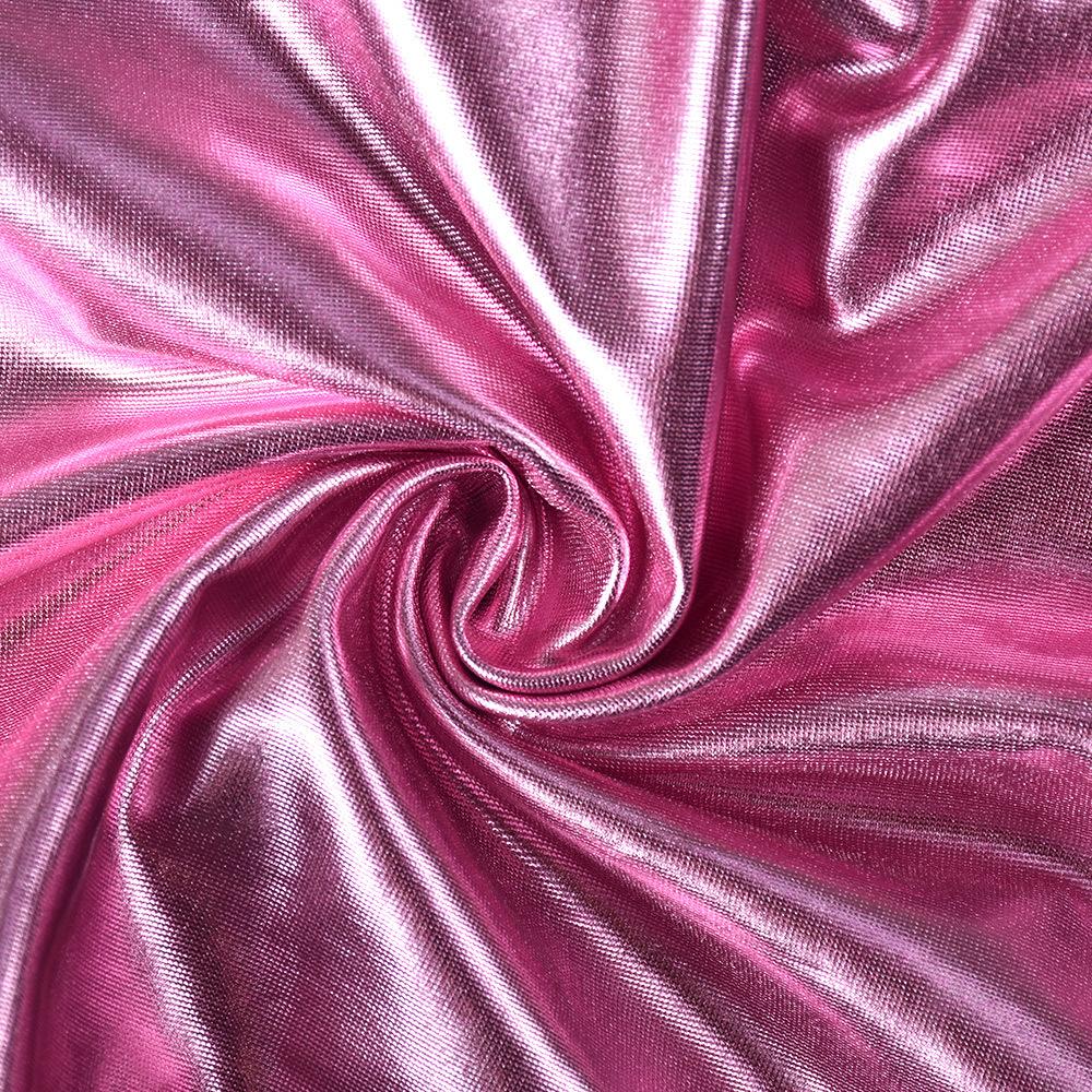 Pink Metallic Skirt Set Shiny Two Piece Rave Outfit Sleeveless Crop Top and Mini Skirt - jonesjonas