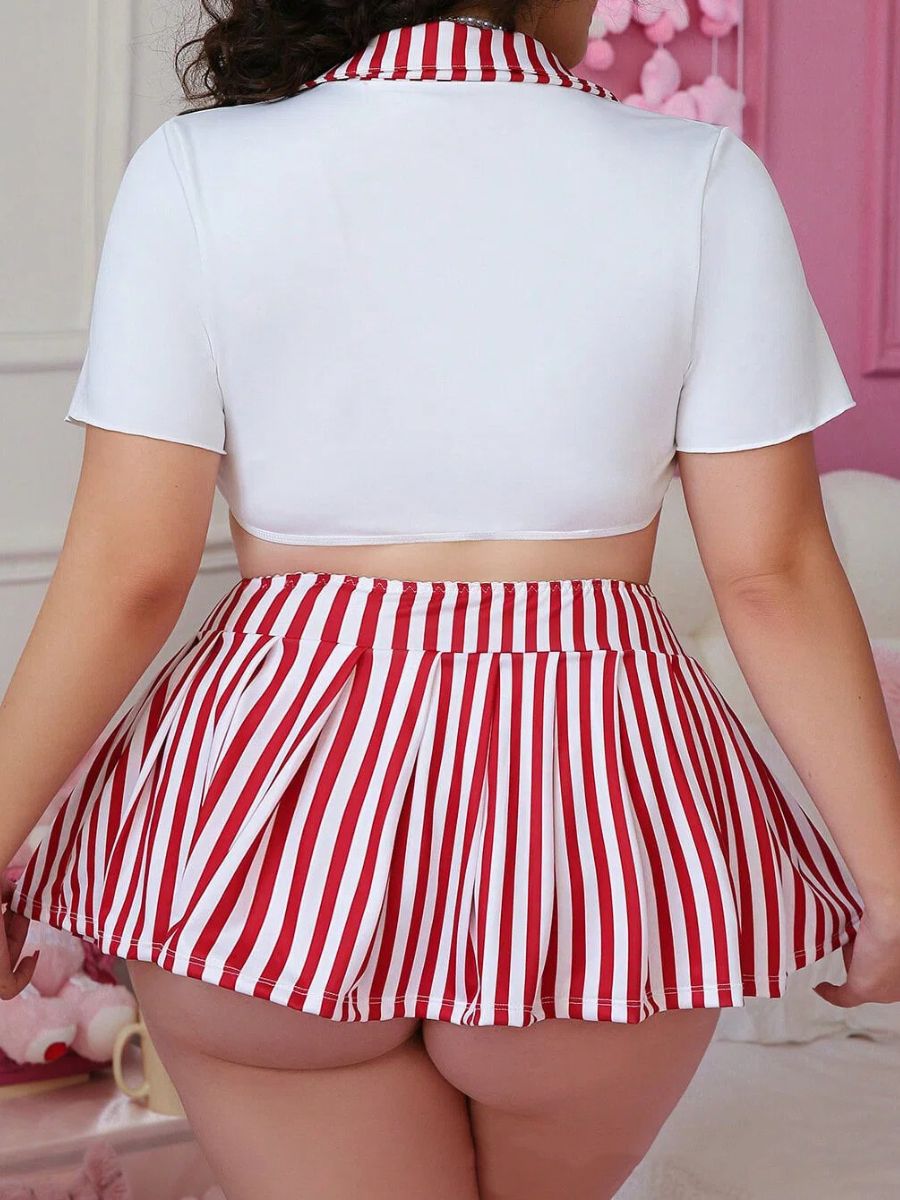 Plus Size School Girl Striped Lingerie