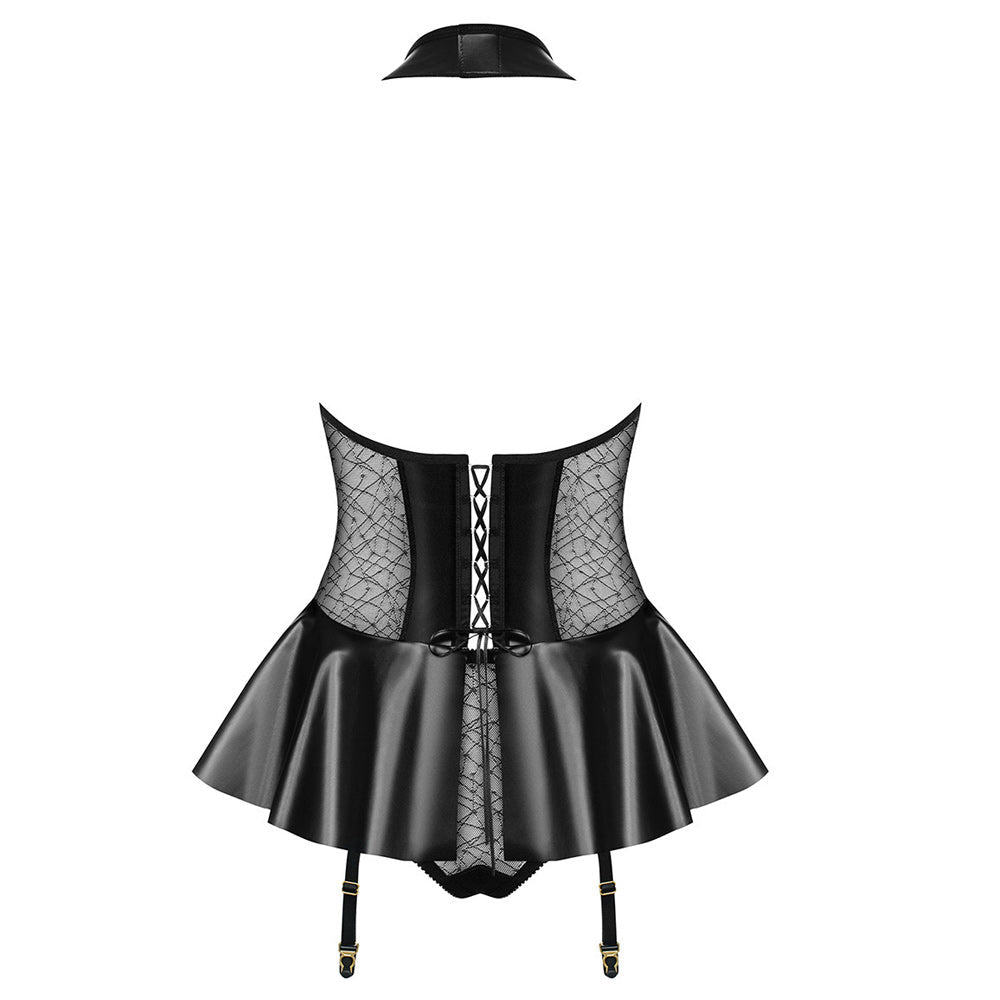 Latex Halter Dress with Panty Sexy Fetish Outfits Lace - up Back Gothic Cosplay Costume - jonesjonas