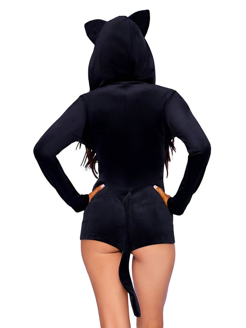 Black Cat Hooded Bodysuit