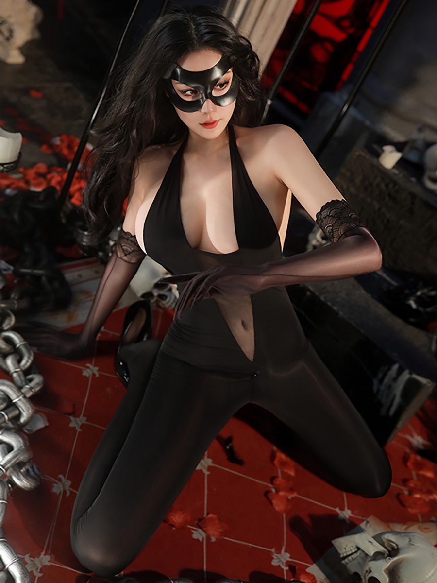 Sexy Wild Cat Crotchless Jumpsuit