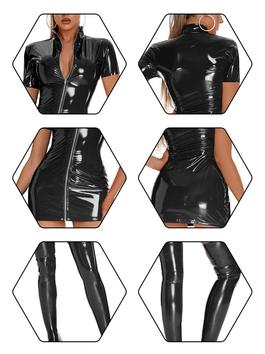 Latex Short Sleeve Party Dress - jonesjonas