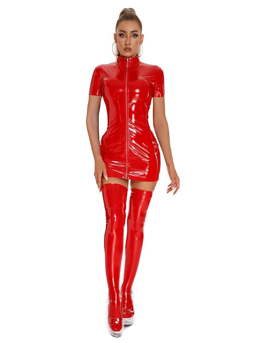 Latex Short Sleeve Party Dress - jonesjonas