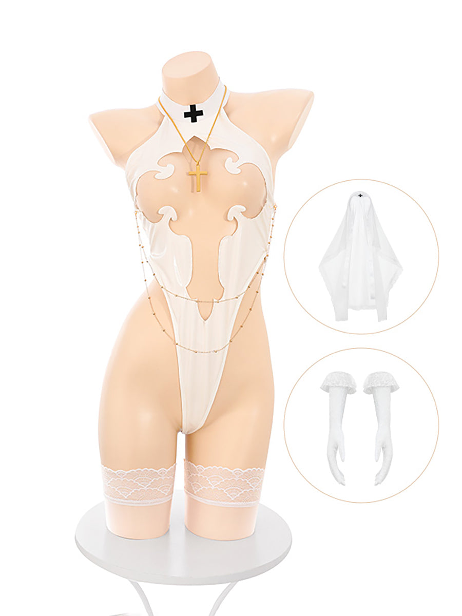 Latex Cupless Nun Bodysuit