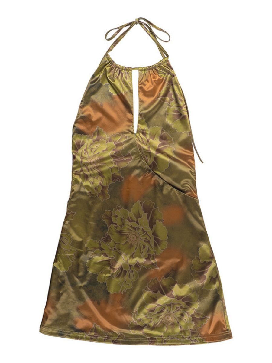 Floral Print Backless Party Dress - jonesjonas