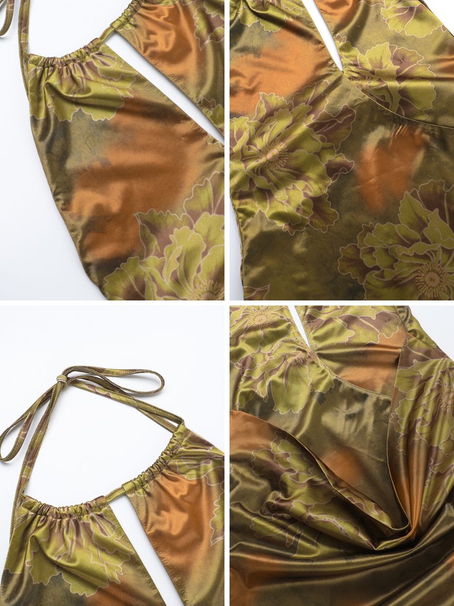 Floral Print Backless Party Dress - jonesjonas