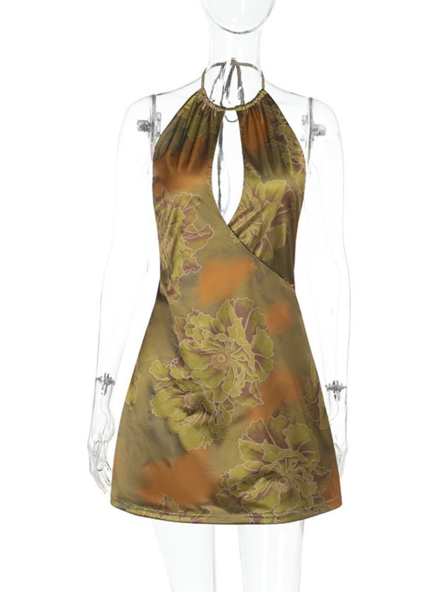 Floral Print Backless Party Dress - jonesjonas