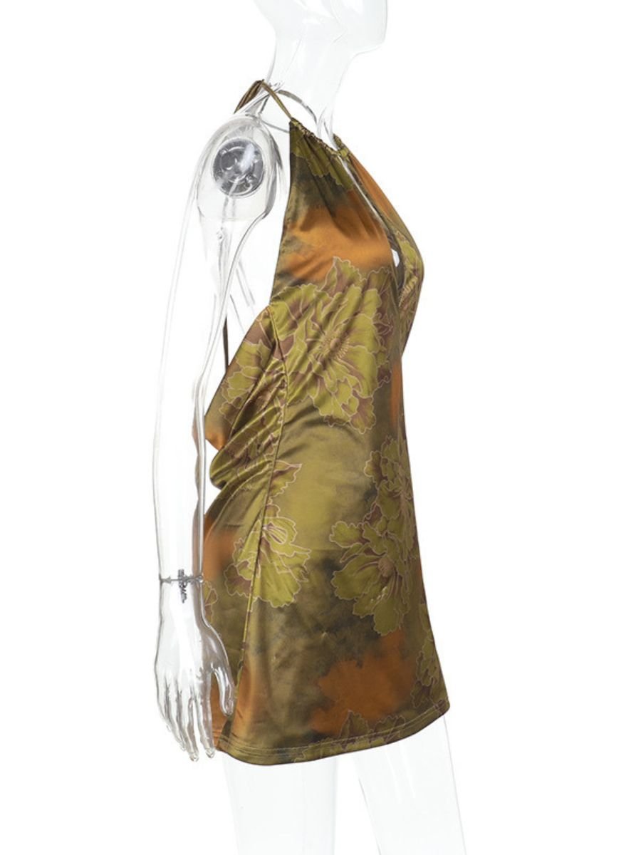 Floral Print Backless Party Dress - jonesjonas