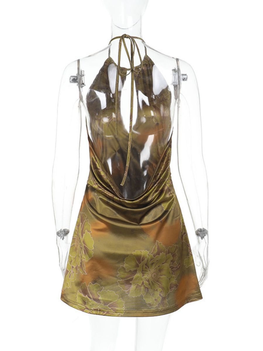 Floral Print Backless Party Dress - jonesjonas