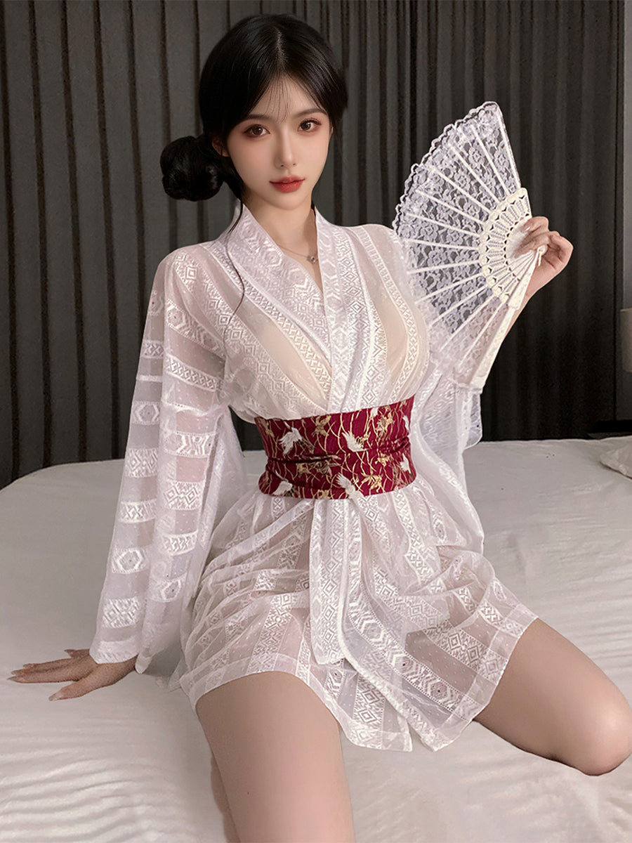 Sexy Sheer Kimono Lingerie Set