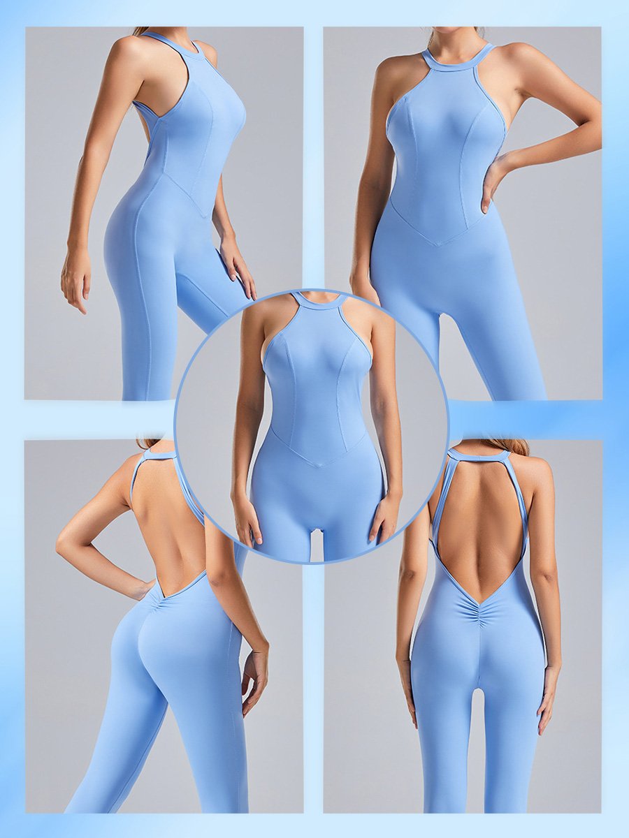 Open Back Sleeveless Activewear Jumpsuit