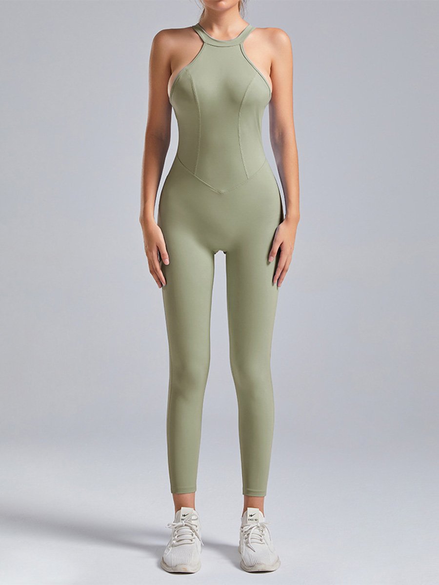 Open Back Sleeveless Activewear Jumpsuit