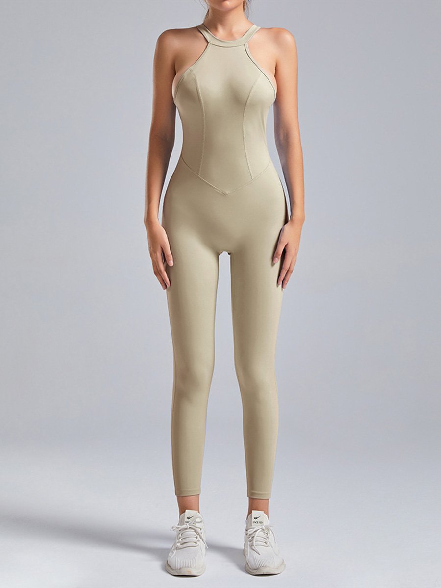 Open Back Sleeveless Activewear Jumpsuit