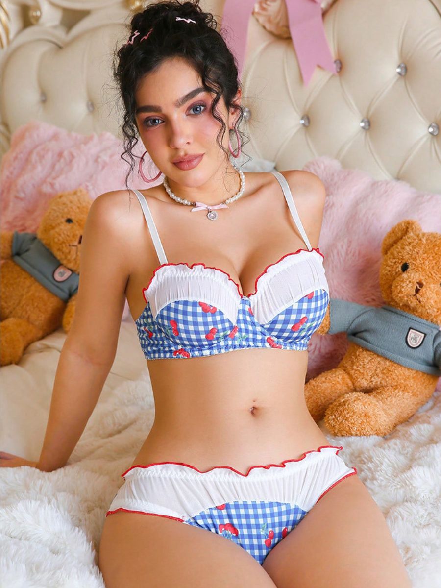 Sweet Cherry Gingham Bra and Panty