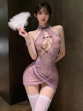 Purple Rose Sheer Mesh Cheongsam