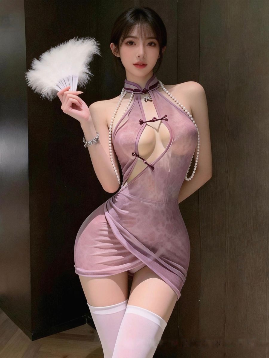 Purple Rose Sheer Mesh Cheongsam