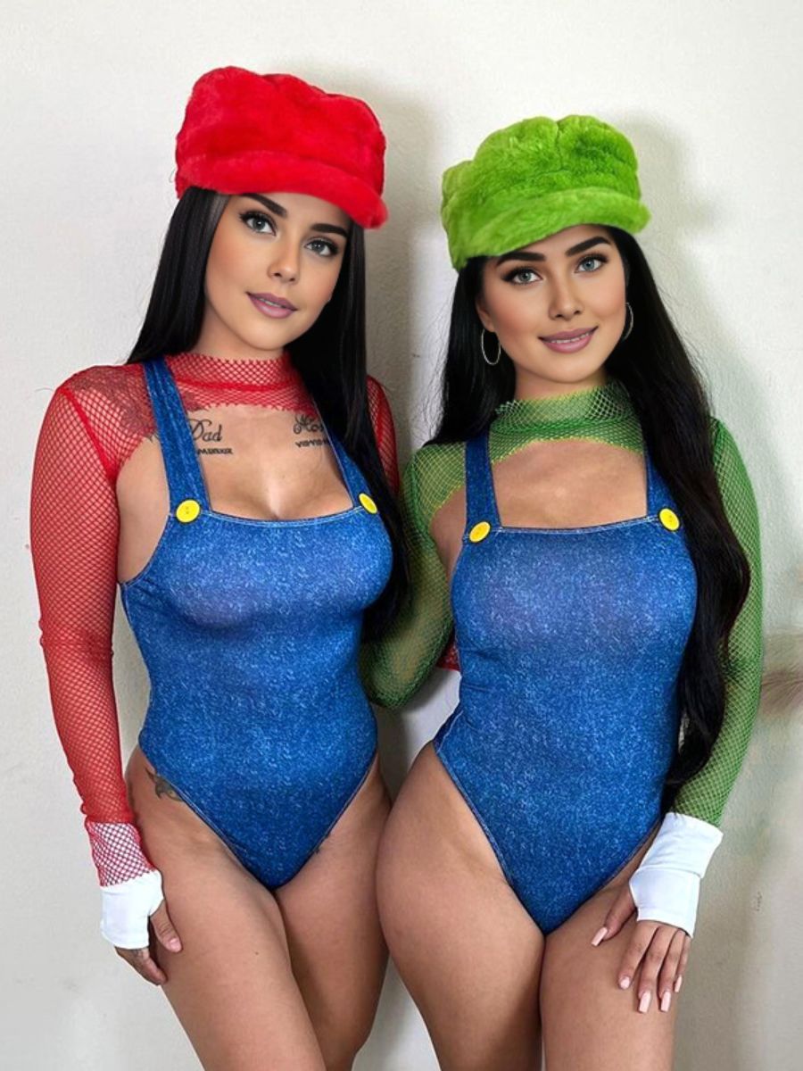 Anime Plumber Bodysuit Lingerie Set