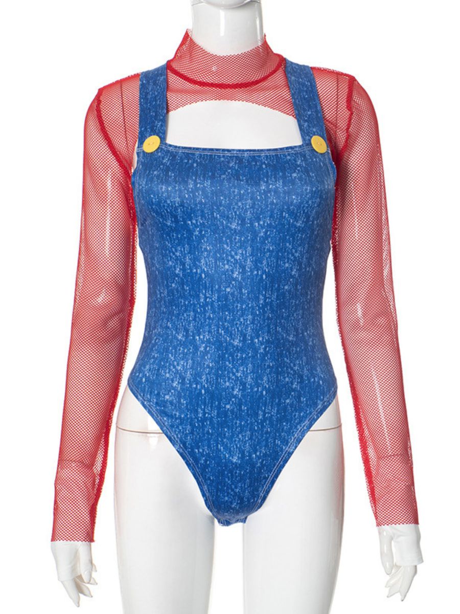 Anime Plumber Bodysuit Lingerie Set